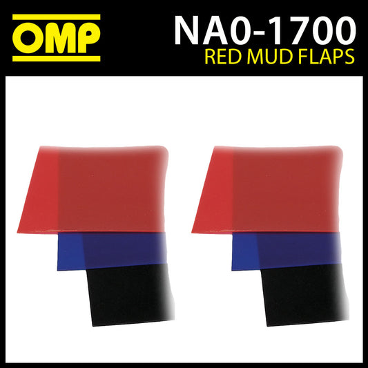 NA/1700/R OMP Racing Rally Mud Flaps 50x30mm in RED Polyethylene 1.5mm 1 Pair