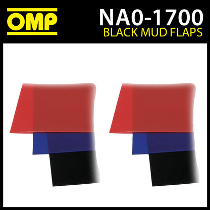 NA/1700/N OMP Racing Rally Bavettes garde-boue 50x30mm NOIR Polyéthylène 1,5mm 1 paire