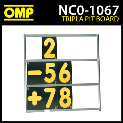 KC/1067 OMP Aluminium Pit Board 72X72cm With 24 Cards 23X14cm Race/Track/Karting