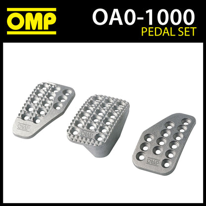 OA/1000 OMP Racing Aluminium 3 Pedal Set - Sandblasted - for Race Rally Cars!