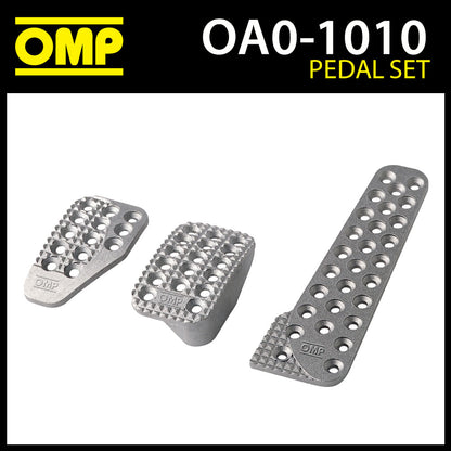 OA/1010 OMP Racing Aluminium 3 Pedal Set - Size 60X100mm - for Race Rally Cars!