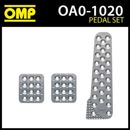 OA/1020 OMP Racing Pedal Set - Sandblasted Aluminium - for Race Rally Cars!