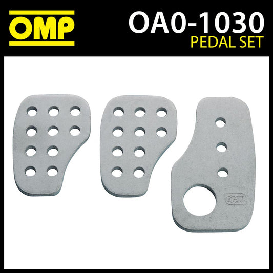 OA/1030 OMP Racing Aluminium 3 Pedal Set - Smooth Pre-Drilled - Race Rally Cars!