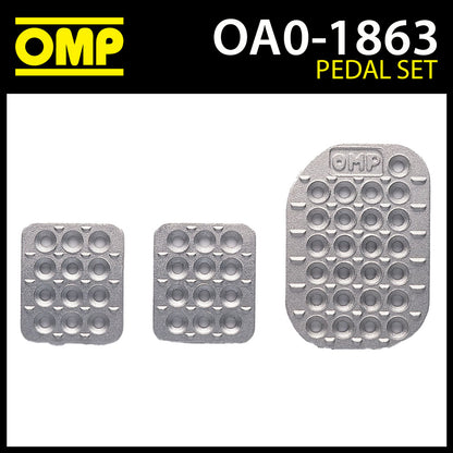 OA/1863 OMP Racing Pedal Set Sandblasted Aluminium Drilled for Race Rally Cars!