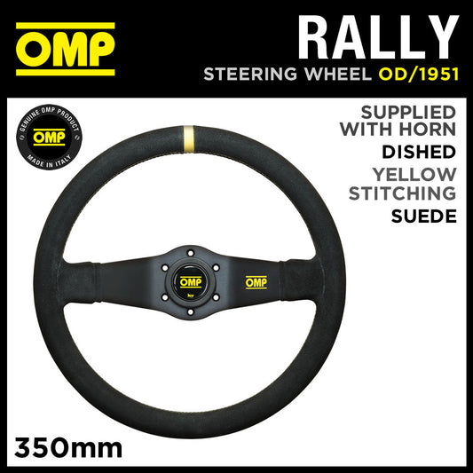 OD/1951 OMP RALLY SUEDE LEATHER STEERING WHEEL 350mm DEEP DISH - GENUINE OMP!