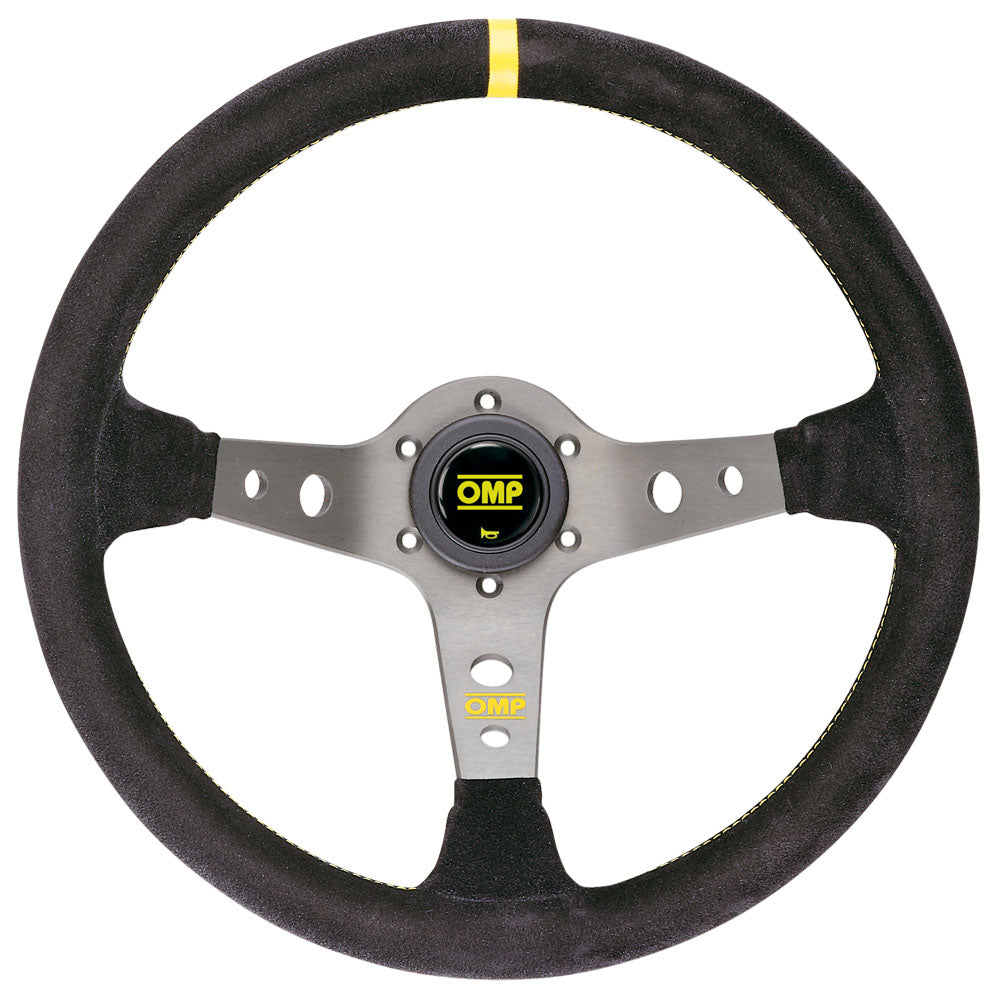 OD/1954/TN OMP CORSICA LEATHER STEERING WHEEL 350mm TITANIUM ANODIZED SPOKES