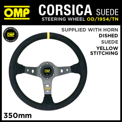 OD/1954/TN OMP CORSICA LEATHER STEERING WHEEL 350mm TITANIUM ANODIZED SPOKES