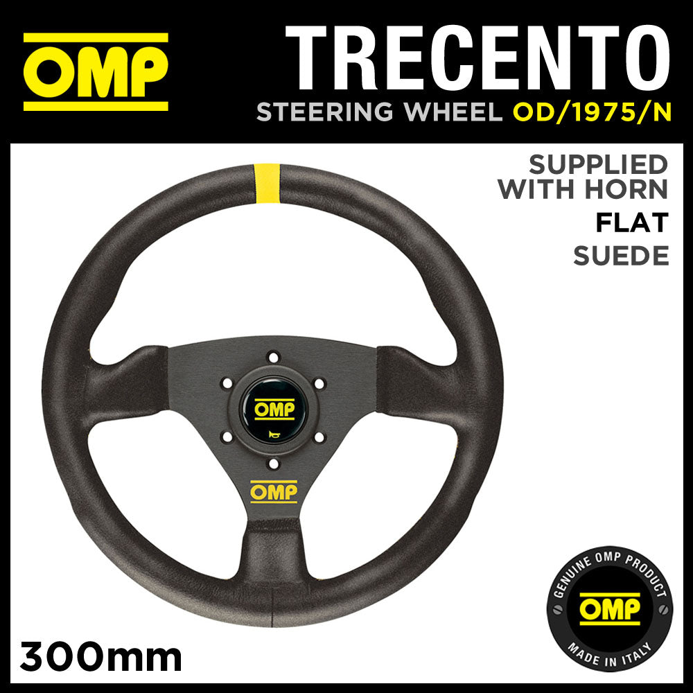 OD/1975/N OMP TRECENTO STEERING WHEEL 300mm SUEDE LEATHER & BLACK SPOKES