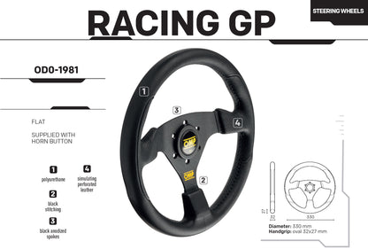 OD/1981/NN VOLANT SPORT OMP RACING GP 330mm DESIGN POLYURÉTHANE NOIR