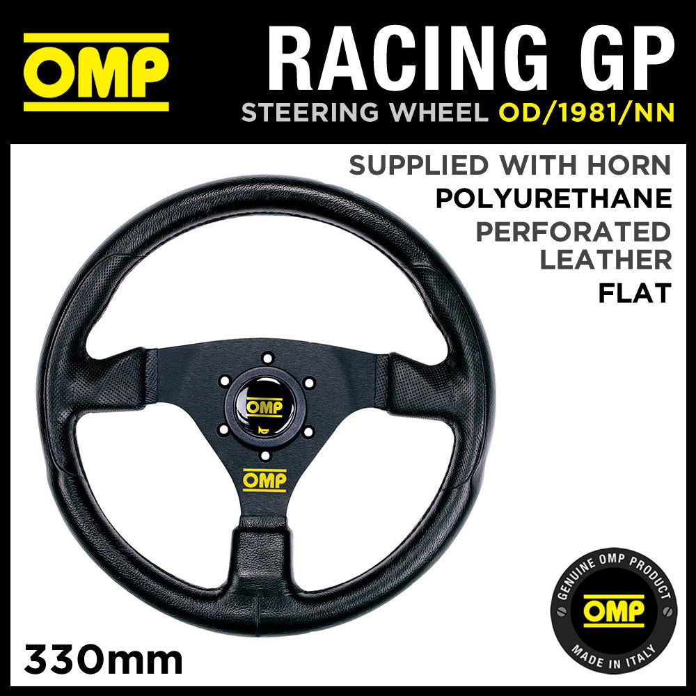 OD/1981/NN OMP RACING GP SPORTS STEERING WHEEL 330mm BLACK POLYURETHANE DESIGN