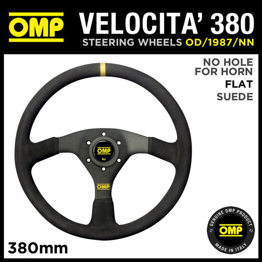 OD/1987/NN OMP VELOCITA 380mm STEERING WHEEL in SUEDE LEATHER & BLACK SPOKES