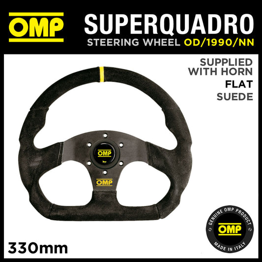 OD/1990/NN VOLANT OMP SUPER QUADRO FOND PLAT EN CUIR DAIM NOIR