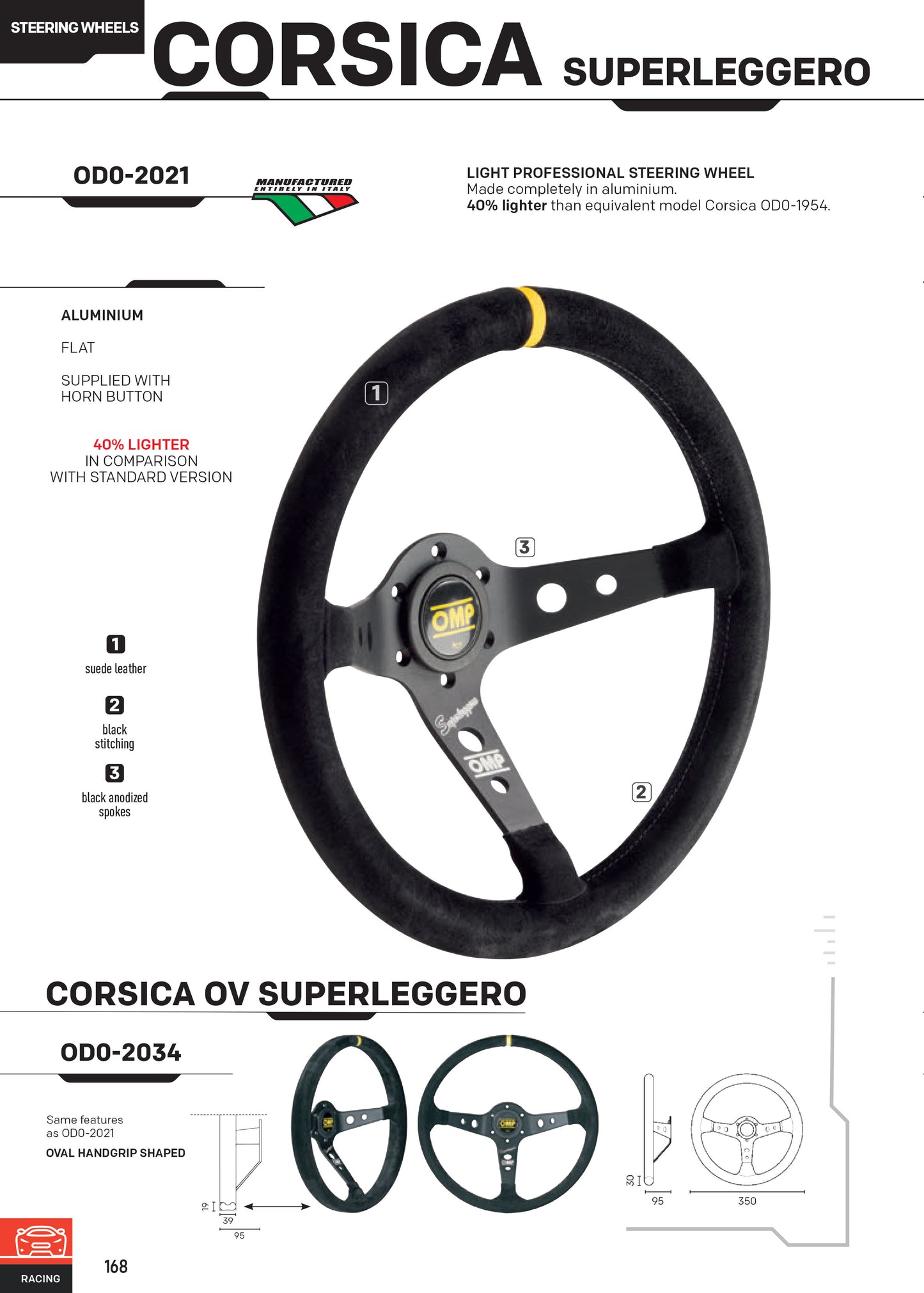 OD/2021/N OMP CORSICA SUPERLEGGERO STEERING WHEEL 350mm LIGHTWEIGHT ALUMINIUM!