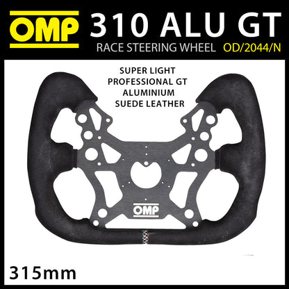 OD/2044/N OMP RACING 310 ALU GT LENKRAD ALUMINIUM/WILDLEDER für RENNWAGEN