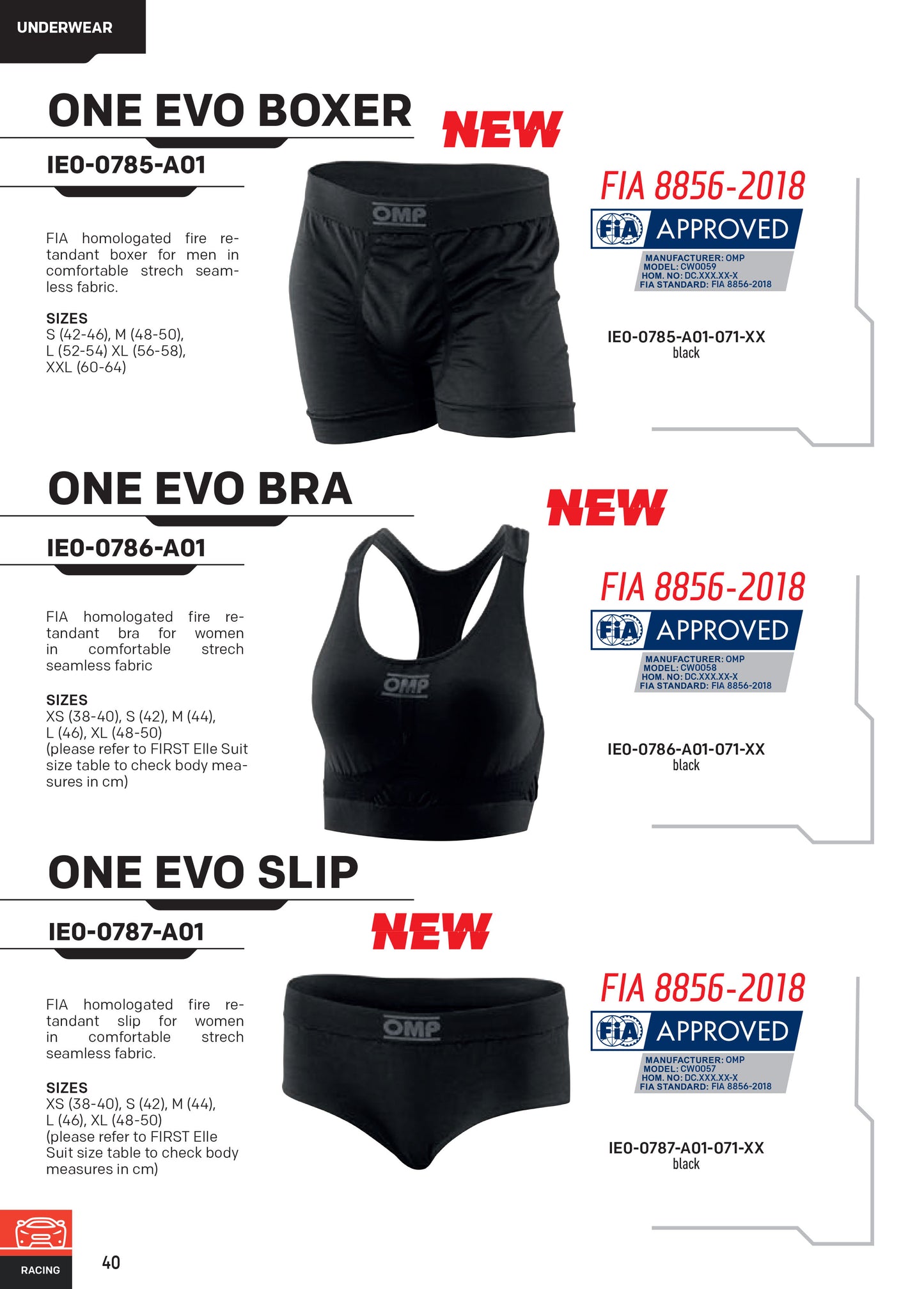 OMP Feuerfeste Boxershorts für Herren, Race Rally Motorsport, FIA 8856–2018 zugelassen