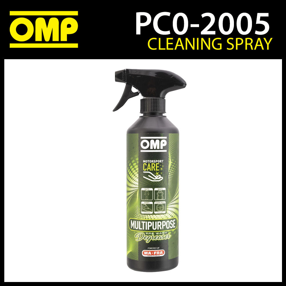 PC02005 Spray dégraissant multi-usages OMP Racing pour combinaisons/sièges/bottes de course