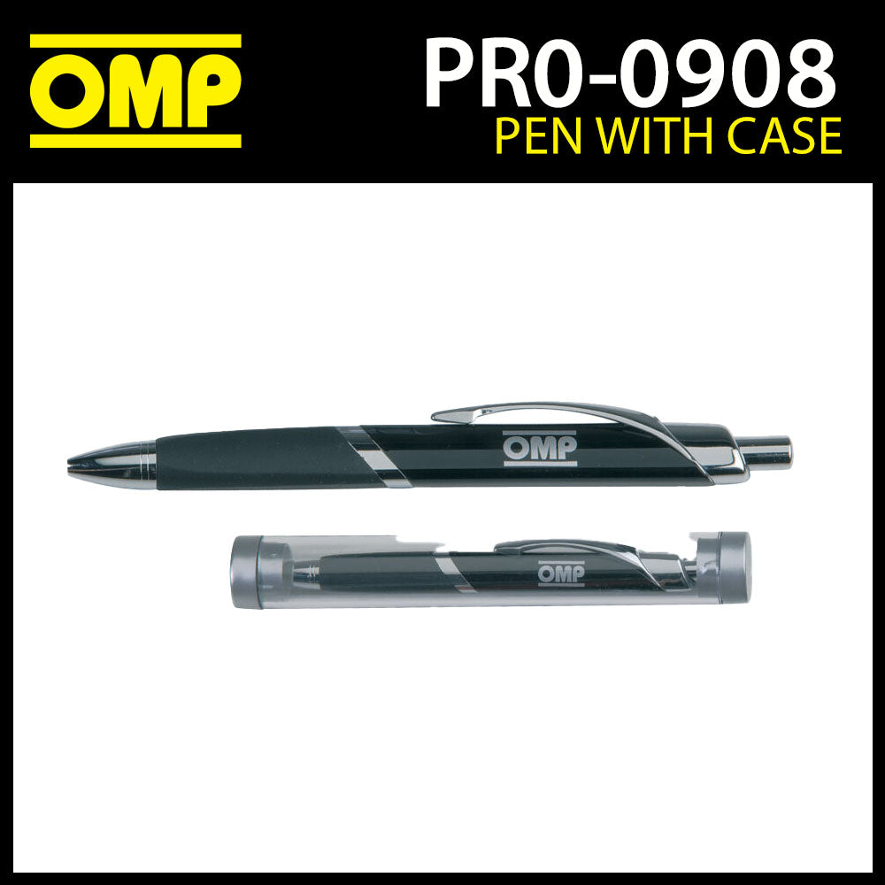 PR908 OMP Racing Rally Fan Black Ink Pen In Case for Home/Office/Work OMP Logo