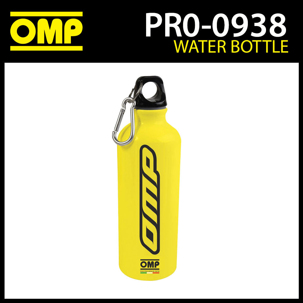 PR938 OMP Aluminium Water Bottle Flask 800ml Snap Hook Keyring Racing Karting