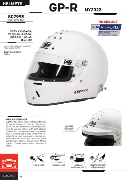 OMP GP-R Grand Prix Helm Integralhelm Motorsport Rennen Rallye FIA ​​8859-2015