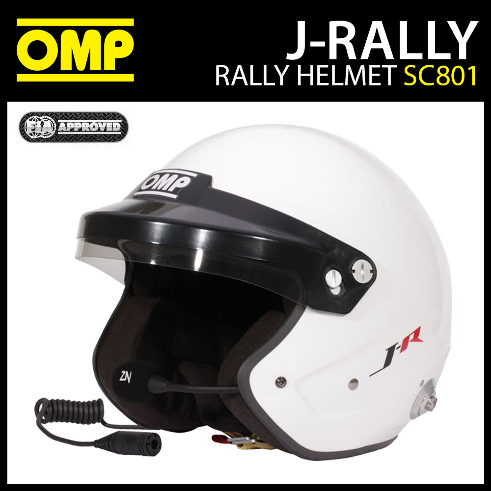 OMP J-Rally Helm Open Face Typ Weiß Hans FIA 8859-2015 Rennen Rallye Motorsport