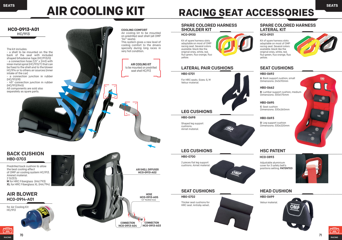 HC/858 OMP Seat Mount Bracket Spacer Multi-Adjustable Increases Seat Height