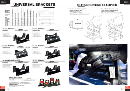 HC/923 OMP Race Seat Side Mount Brackets FIA Steel Low Model 495mm Length Black