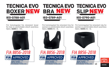 OMP Tecnica Evo Damen Slips Knickers Feuerfeste Rennunterwäsche FIA ​​8856-2018