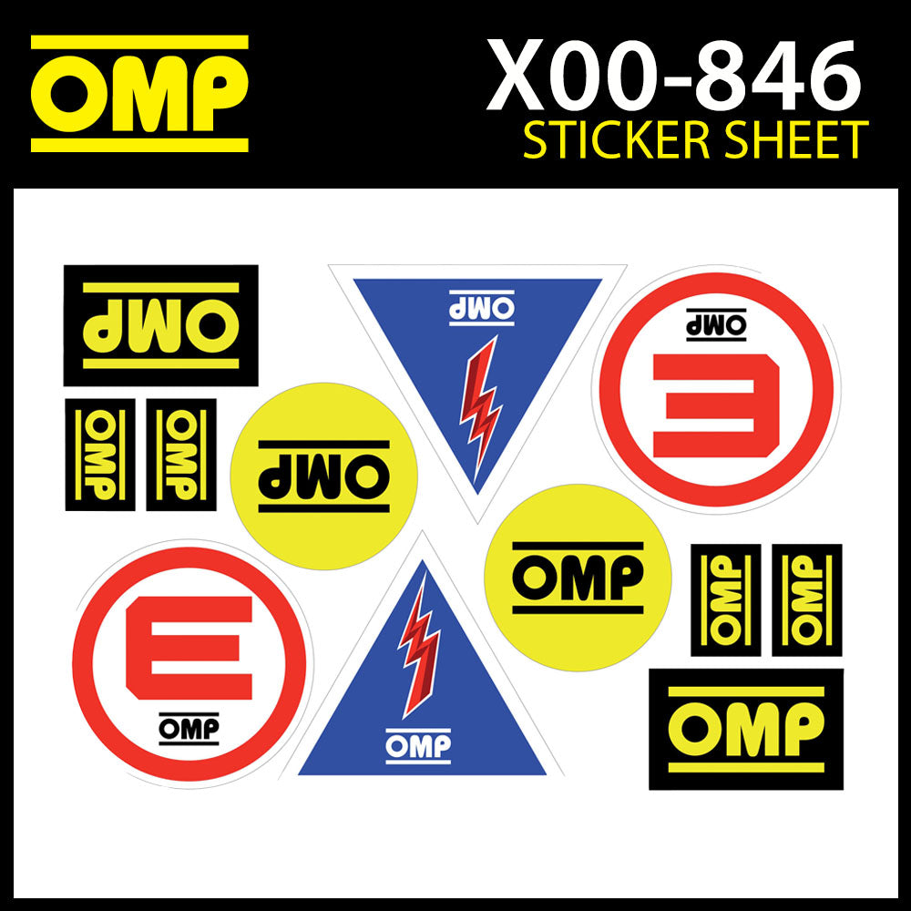 X/846 OMP Motorsport Assorted Sticker Sheet for Race Rally Cars (10 De ...