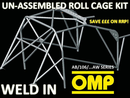 AB/106/129AEW OMP WELD IN ROLL CAGE KIT PEUGEOT 106 ALL 3 DOOR XSI RALLYE GTI