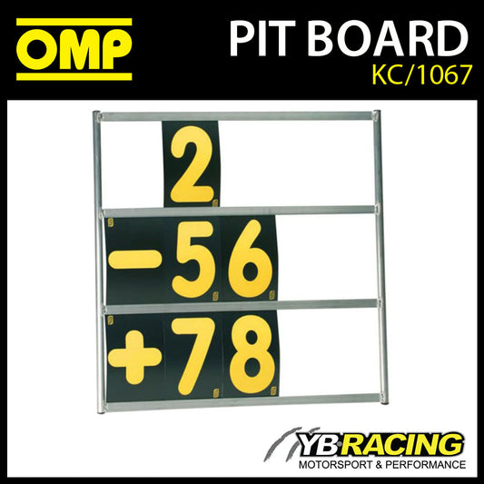 KC/1067 OMP ALUMINIUM PIT BOARD 72x72cm WITH 24 CARDS 23x14cm RACE/TRACK/KARTING