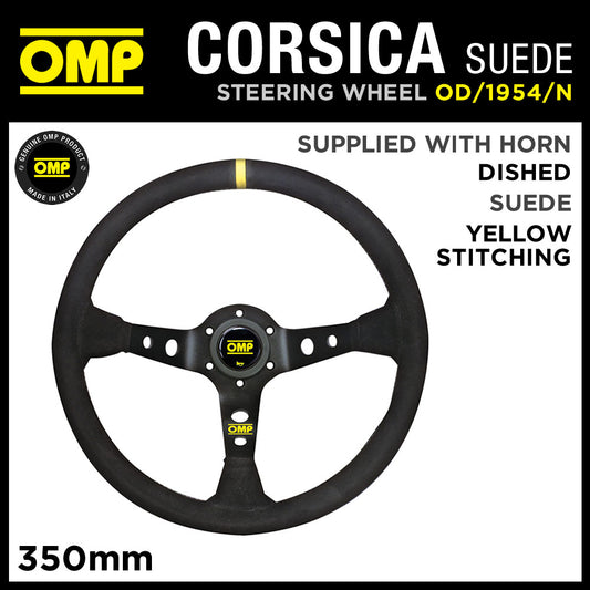 OD/1954/N OMP CORSICA LEATHER STEERING WHEEL 350mm BLACK ANODIZED SPOKES