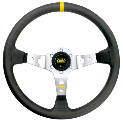 OD/1956/AN OMP CORSICA STEERING WHEEL LEATHER 350mm SILVER ANODIZED SPOKES