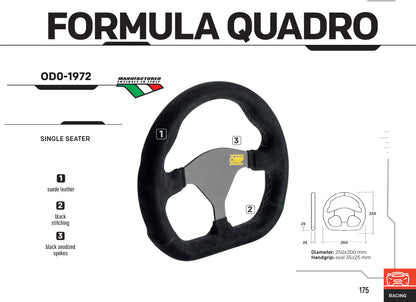 OD/1972/N OMP FORMULA QUADRO RACING STEERING WHEEL 250x230mm SINGLE SEATER RACE