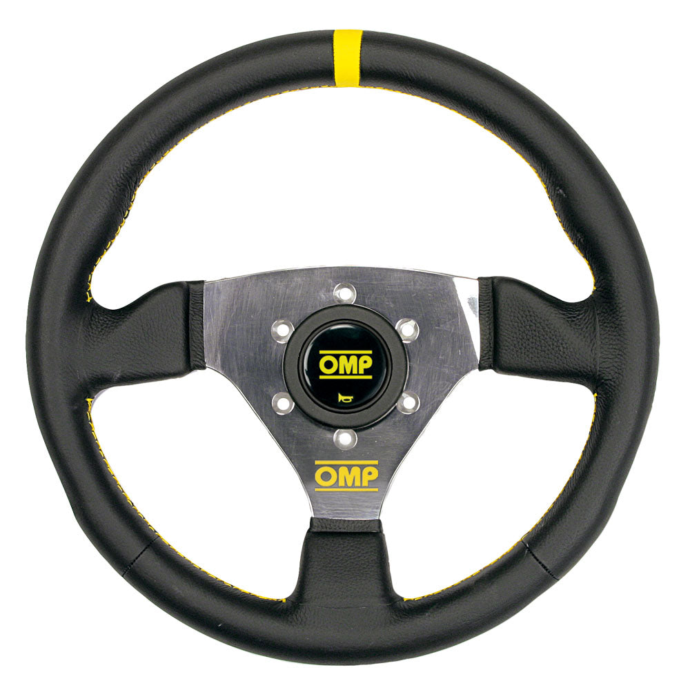 OD/1976/N OMP TRECENTO STEERING WHEEL 300mm SMOOTH LEATHER & BLACK SPOKES