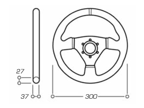 OD/1976/N OMP TRECENTO STEERING WHEEL 300mm SMOOTH LEATHER & BLACK SPOKES