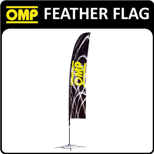 OMP RACING FEATHER SHOW FLAG inc BASE & ROD 52x245cm for MOTORSPORT EVENTS