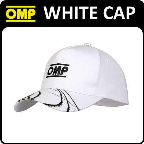 PR907 OMP RACING RALLY FAN WHITE SPORTS COTTON CAP LIGHTWEIGHT WITH STRAP CLOSE