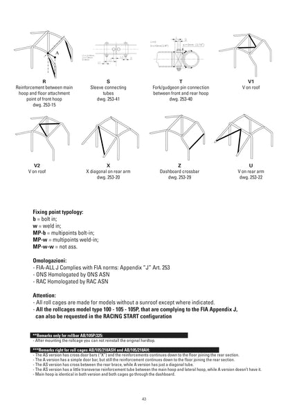 AB/105/217AH OMP WELD IN ROLL CAGE PEUGEOT 206 ALL 3 DOOR MODELS 98-